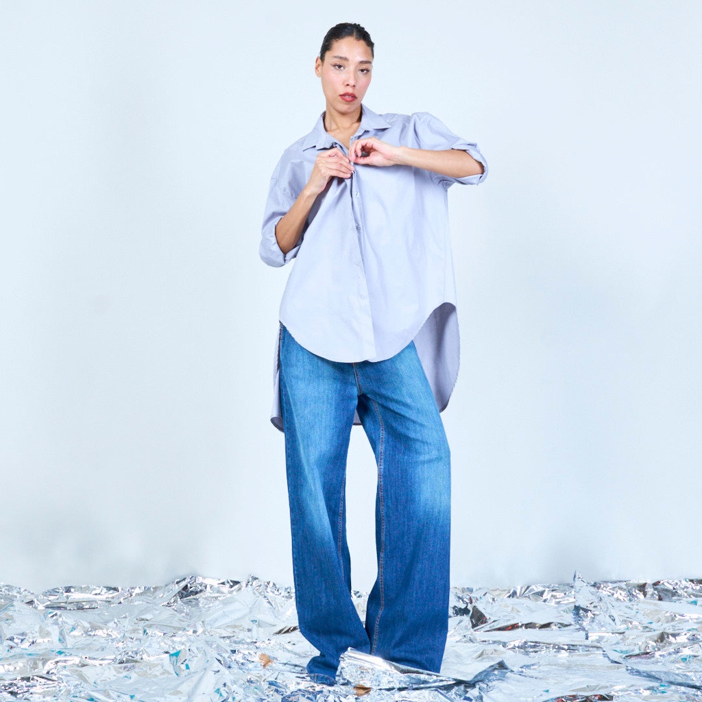 Oversized longline button-up shirt