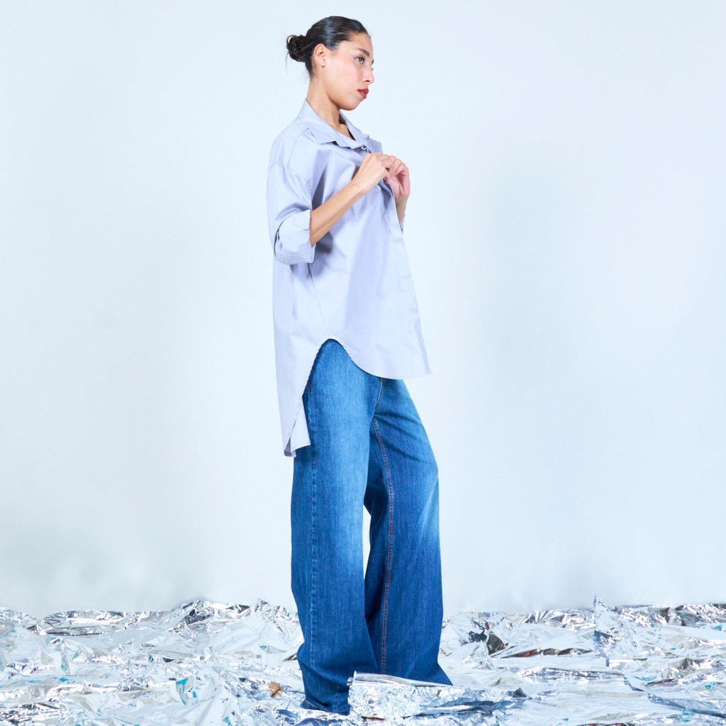 Oversized longline button-up shirt
