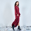 Relaxed long-sleeve midi shirt dress 