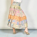 Patchwork bohemian smocked maxi skirt