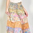 Patchwork bohemian smocked maxi skirt
