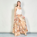 Multicolor patchwork smocked wide-leg trousers 