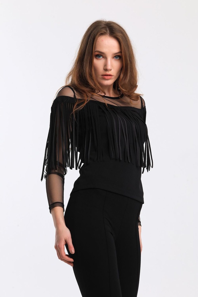 Crepe Tulle Blouse