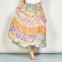 Patchwork bohemian smocked maxi skirt