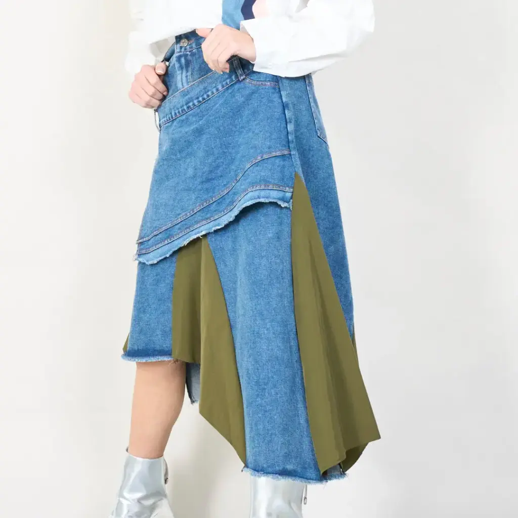Asymmetrical denim skirt