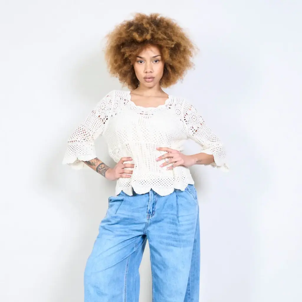 Crochet flare sleeve blouse