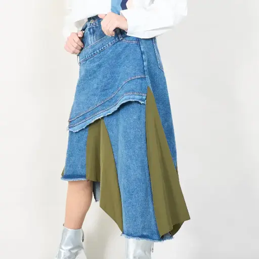 Asymmetrical denim skirt