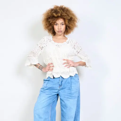 Crochet flare sleeve blouse