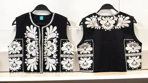 Embroidered Oversized Vest 